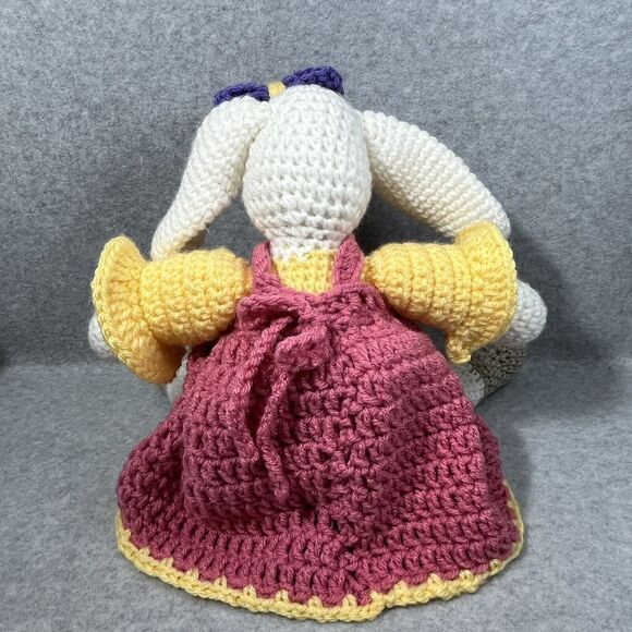 Amigurumi Rabbit 18” Crochet Esther Bunny Easter Decor Pink Yellow Handmade - Picture 3 of 11